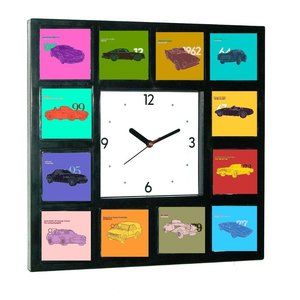 007 James Bond Movie Car History Clock with 12 pictures